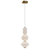 elegant aged gold integrated led pendant with opal glass - Stillorgan Decor image