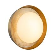 elegant vintage brass integrated led wall light with alabaster - Stillorgan Decor image