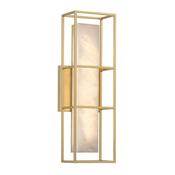 refined brushed gold medium alabaster led wall light - Stillorgan Decor image