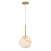sculptural brushed gold small alabaster led pendant - Stillorgan Decor image
