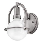 refined brushed nickel wall light with opal glass - Stillorgan Decor image
