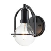 refined black wall light with clear seeded glass - Stillorgan Decor image