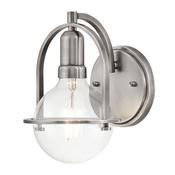refined brushed nickel wall light with clear seeded glass - Stillorgan Decor image