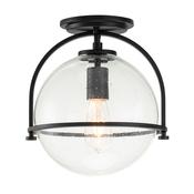 versatile black flush ceiling light with clear seeded glass - Stillorgan Decor image