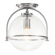 versatile brushed nickel flush ceiling light with clear seeded glass - Stillorgan Decor image