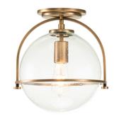 versatile heritage brass flush ceiling light with clear seeded glass - Stillorgan Decor image