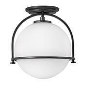 versatile black flush ceiling light with opal glass - Stillorgan Decor image