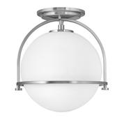 versatile brushed nickel flush ceiling light with opal glass - Stillorgan Decor image