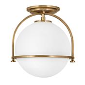 versatile heritage brass flush ceiling light with opal glass - Stillorgan Decor image