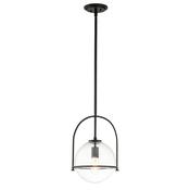 elegant black single pendant with clear seeded glass - Stillorgan Decor image