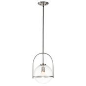 elegant brushed nickel single pendant with clear seeded glass - Stillorgan Decor image