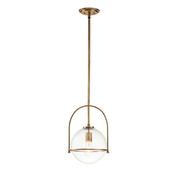 elegant heritage brass single pendant with clear seeded glass - Stillorgan Decor image