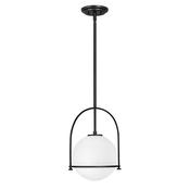 elegant black single pendant with opal glass - Stillorgan Decor image