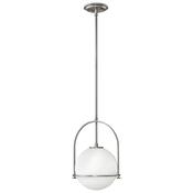 elegant brushed nickel single pendant with opal glass - Stillorgan Decor image