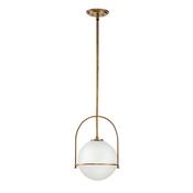 elegant heritage brass single pendant with opal glass - Stillorgan Decor image