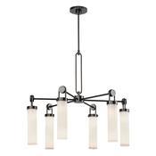 statement urban bronze six light chandelier with opal glass - Stillorgan Decor image