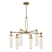 statement vintage brass six light chandelier with opal glass - Stillorgan Decor image
