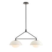 striking ivory crackle two light linear chandelier with blackened steel - Stillorgan Decor image