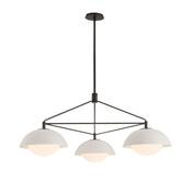 statement ivory crackle three light chandelier with blackened steel - Stillorgan Decor image