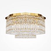 statement gold six light flush ceiling light with cascading clear crystal - Stillorgan Decor image