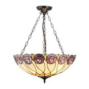striking hutchinson large inverted three-light tiffany stained glass pendant light - Stillorgan Decor