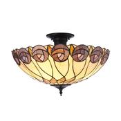 striking hutchinson three-light tiffany stained glass semi-flush ceiling light - Stillorgan Decor