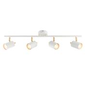 refined matt white and satin brass four light adjustable bar ceiling spotlight - Stillorgan Decor