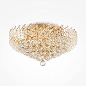 striking gold nine light crystal flush ceiling chandelier - Stillorgan Decor image