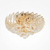 elegant gold six light crystal flush ceiling chandelier - Stillorgan Decor image