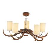 rustic stag-horn five-light chandelier with bespoke fabric shades - Stillorgan Decor