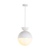 bespoke mid-century opal glass globe pendant with painted dome - Stillorgan Decor