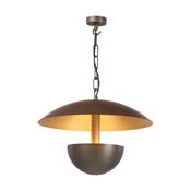striking bespoke antique brass and cocoa three-light pendant - Stillorgan Decor