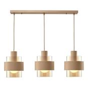 refined beige and amber glass three light linear pendant - Stillorgan Decor image