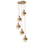striking beige and amber glass five light cluster pendant - Stillorgan Decor image