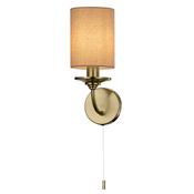 classic antique brass wall light with natural fabric shade - Stillorgan Decor image