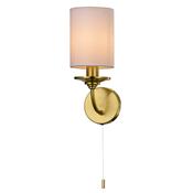 refined matt brass wall light with white fabric shade - Stillorgan Decor image