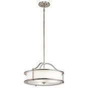 refined classic pewter 3 light convertible pendant and semi flush ceiling light - Stillorgan Decor image