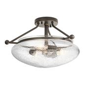 timeless olde bronze three light semi flush ceiling light with clear seeded glass - Stillorgan Decor image