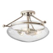 elegant polished nickel three light semi flush ceiling light with clear seeded glass - Stillorgan Decor image