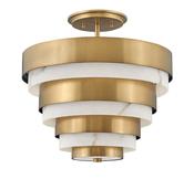 striking heritage brass three light semi flush ceiling light with faux alabaster glass - Stillorgan Decor image