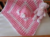 Baby hand crochet blanket and hat set image