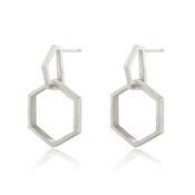 Silver Hexagon Drop Earrings image