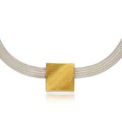 Silver Mesh with Gold Square Pendant image