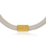Silver Mesh with Gold Rectangle Pendant image