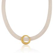 Silver Mesh with Gold Round Pendant