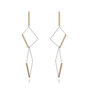 Gold Double Rectangle Drop Earrings image
