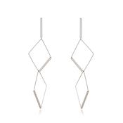 Silver Double Rectangle Drop Earrings image