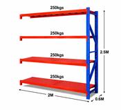 Longspan Shelving Add On Bay 2500 x 2000 x 600mm – 4 Tier With Metal Shelves