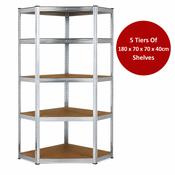 Boltless 5 Layer Corner Shelving / Racking Unit - 180 x 70 x 70 x 40cm image