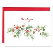 GINA B DESIGNS - Holiday Blank Note Card - Thank You Pine Cone Border